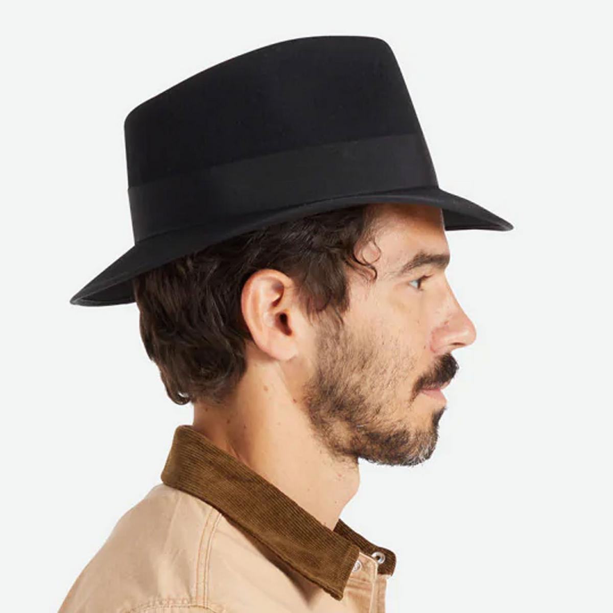 BRIXTON HATS | Dayton Convertabrim Wool Felt Rancher Fedora Hat | 135659 | lsmtwo | BLACK