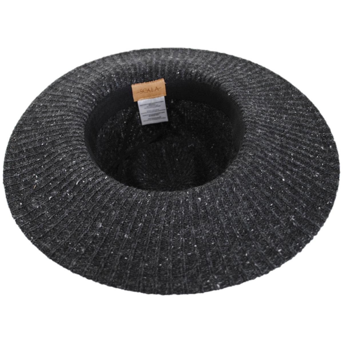 Scala | Arana Cable Knit Fedora Hat | 106420 | under | BLACK