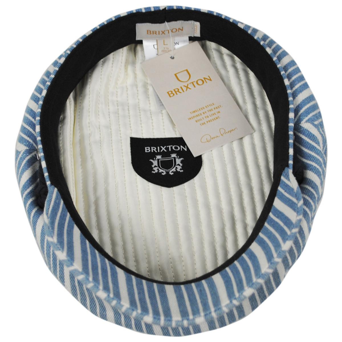 BRIXTON HATS | Striped Cotton Fiddler Cap | 181319 | under | DENIM STRIPE