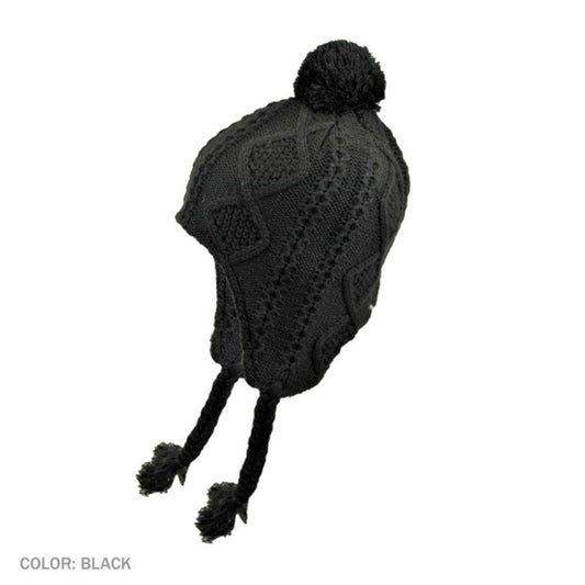 Jaxon Hats | Cable Knit Peruvian Beanie Hat | 502901 | front | BLACK