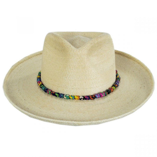 Scala | Justicia Palm Leaf Straw Fedora Hat | 101376 | front | NATURAL