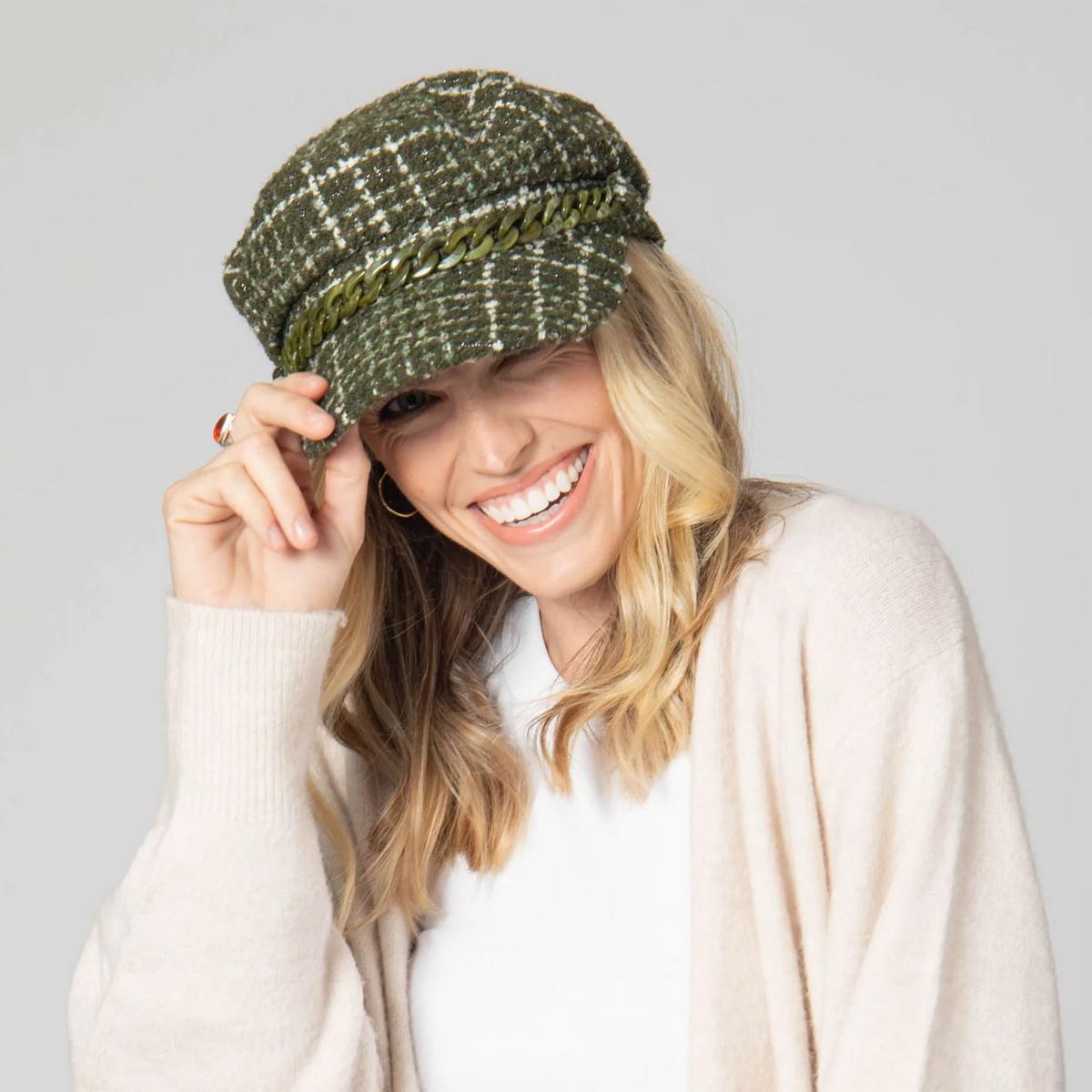 San Diego Hat Company | Emmy Lou Tweed Cabbie Cap | 108655 | lsmone | GREEN
