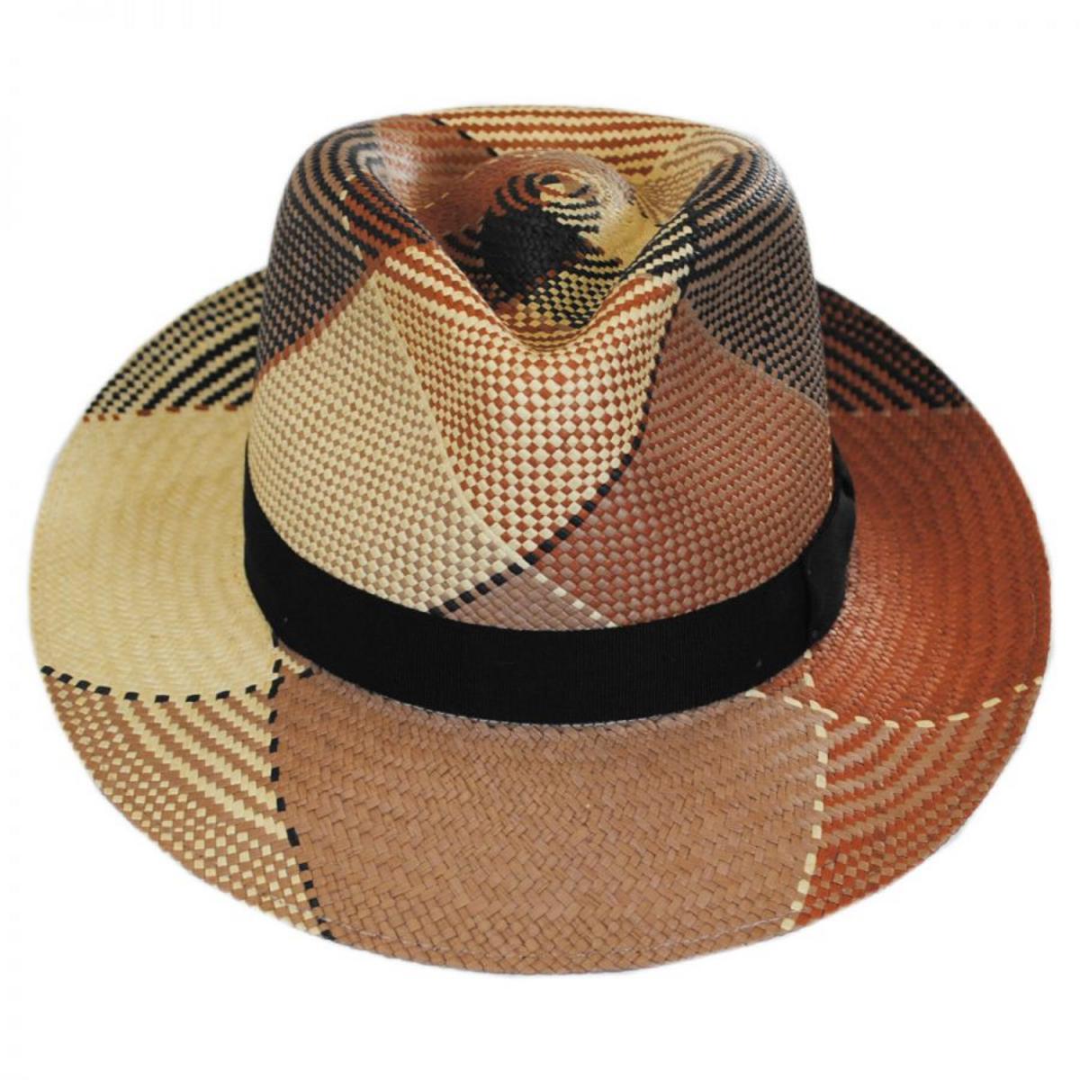 Bailey 1922 | Giger Panama Straw Fedora Hat | 127805 | front | BROWN PLAID
