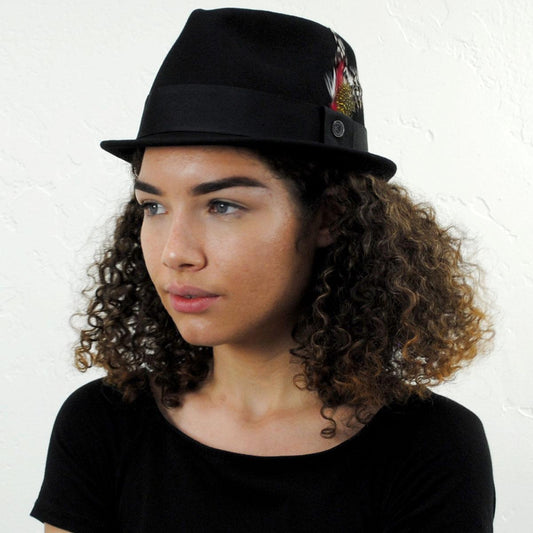 Jaxon Hats | Dekker Crushable Wool Felt Trilby Fedora Hat | 135005 | lsfone | BLACK