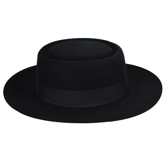 Bailey 1922 | Walsh Polished Wide Brim Wool Felt Pork Pie Hat | 130363 | front | BLACK