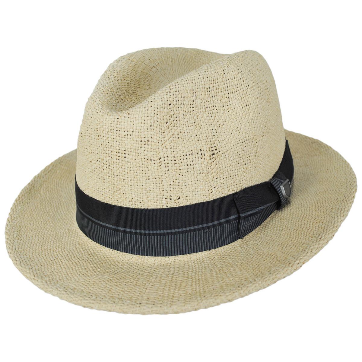 BRIXTON HATS | Roma Bangora Straw Fedora Hat | 128362 | lead | NATURAL/BLACK
