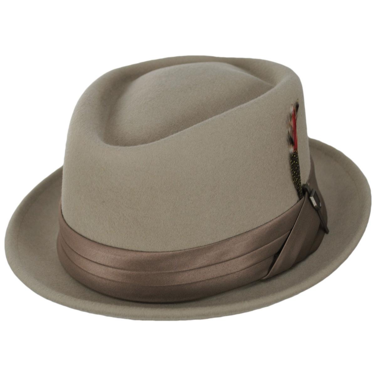BRIXTON HATS | Stout Wool Felt Diamond Crown Fedora Hat - Sand/Dark Sand | 135602SDS | lead | SAND/DARK SAND