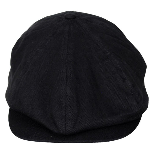 BRIXTON HATS | Brood Baggy Cotton Herringbone Newsboy Cap | 161549 | front | BLACK