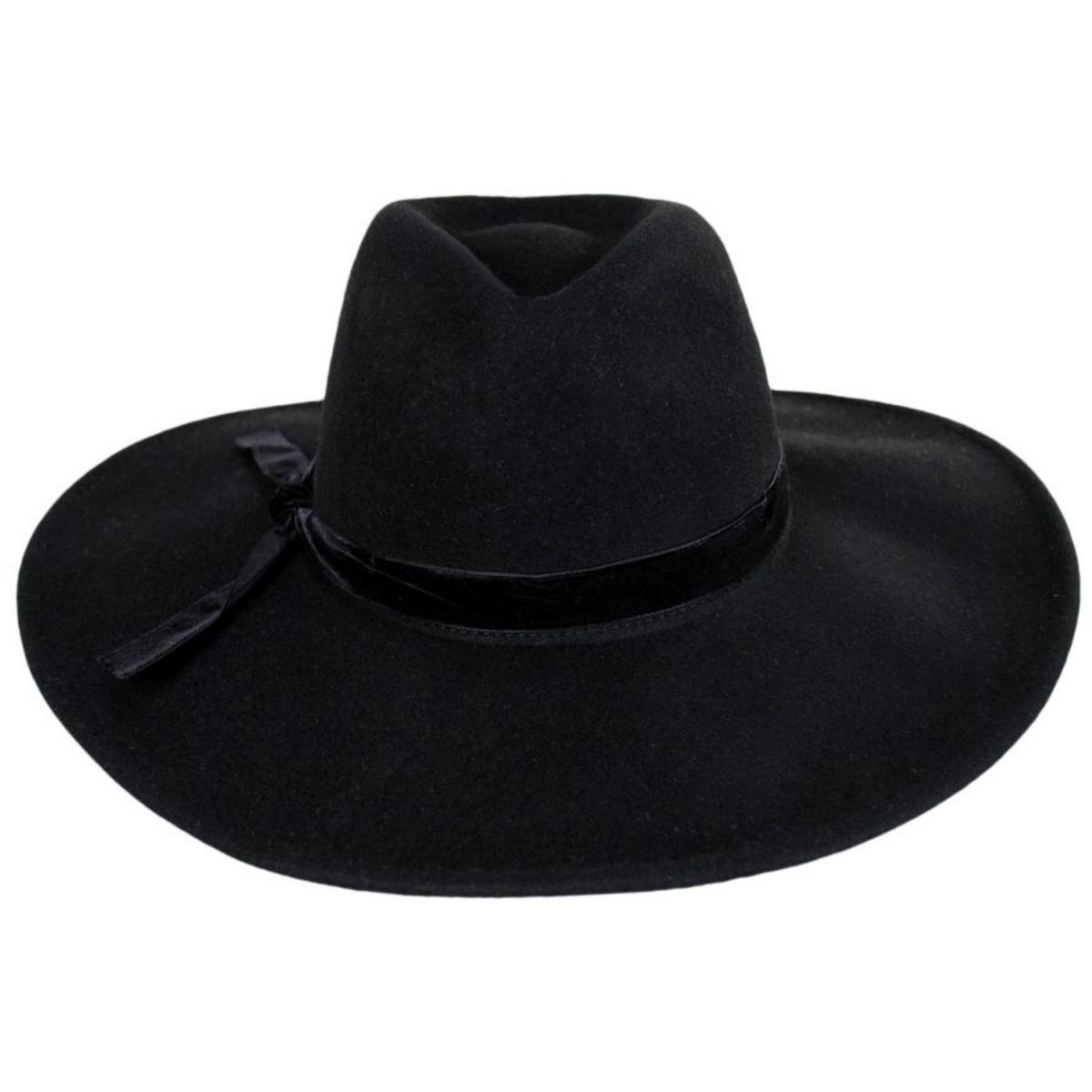 Scala | Calista Wide Brim Wool Felt Fedora Hat | 123420 | front | BLACK