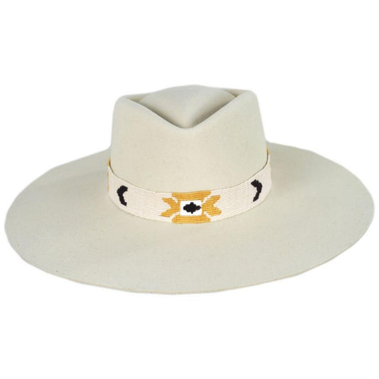 Stetson | Sol Wide Brim Wool Felt Fedora Hat | 130723 | front | BONE