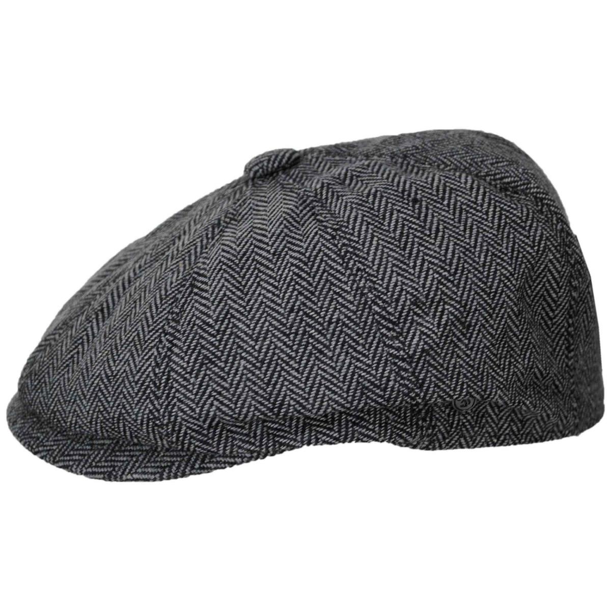 Jaxon Hats | Herringbone Wool Blend Newsboy Cap | 167780 | profile | GREY