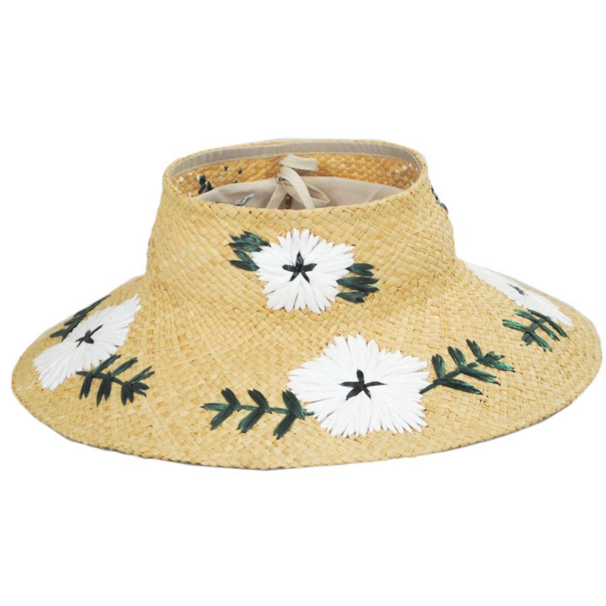 NIKKI BEACH | Fleur Raffia Straw Crownless Hat | 102685 | front | NATURAL/WHITE