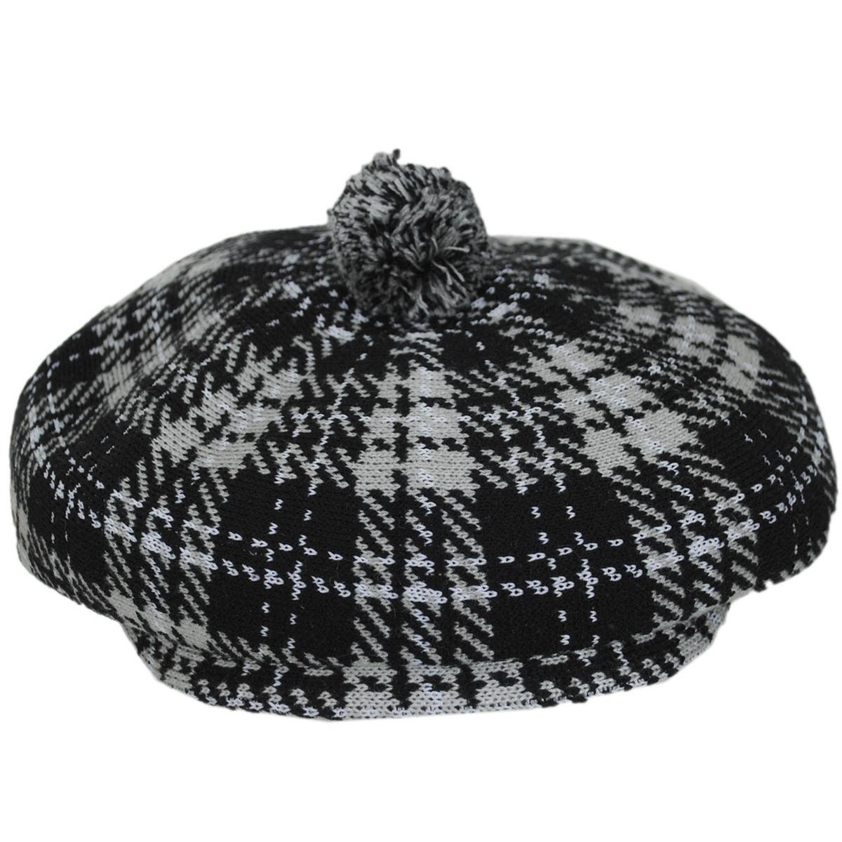 Kangol | New Heritage Pom-Pom Newsboy Cap | 160842 | front | BLACK CHECK