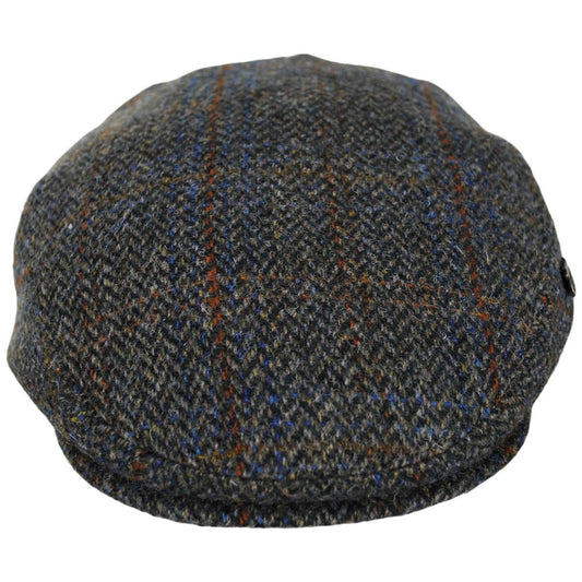 Failsworth | Stornoway Harris Tweed Wool Overcheck Herringbone Flat Cap | 177929 | front | SAGE GREEN