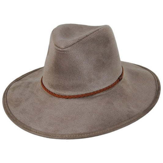 Toucan Collection | Vegan Suede Safari Fedora Hat - Made to Order | 109306 | lead | TAUPE