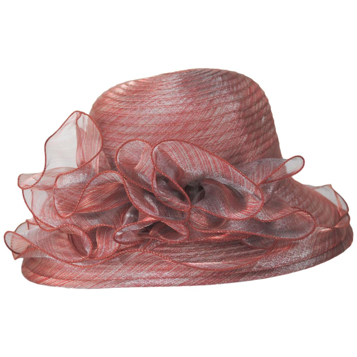 San Diego Hat Company | Organza Mesh Lampshade Dress Hat | 121050 | profile | RUST