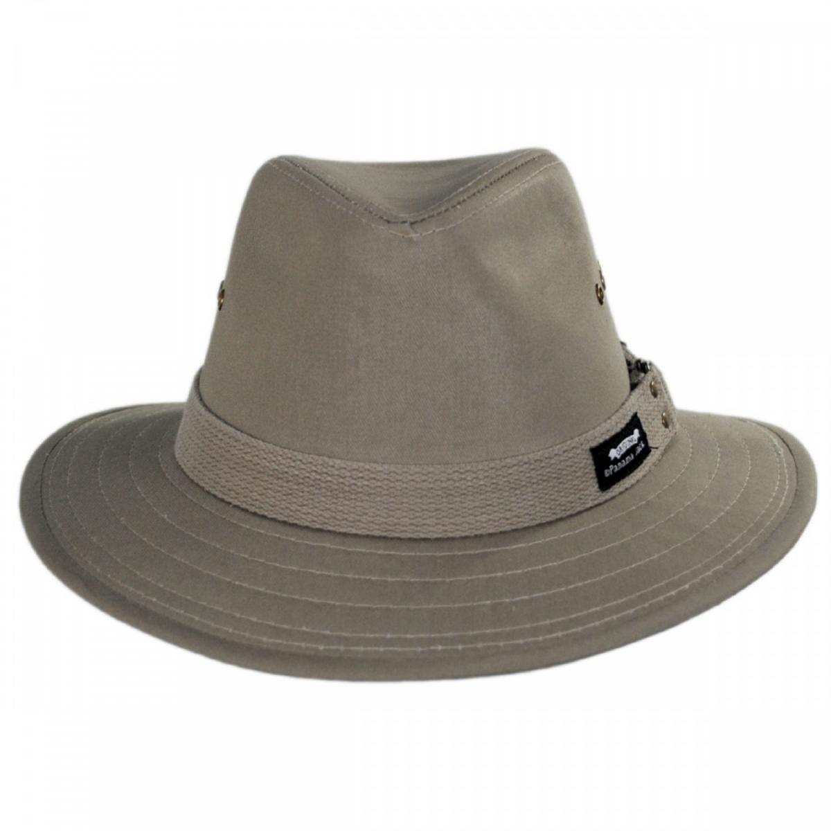 Panama Jack | Cotton Canvas Safari Fedora Hat | 400601 | front | KHAKI