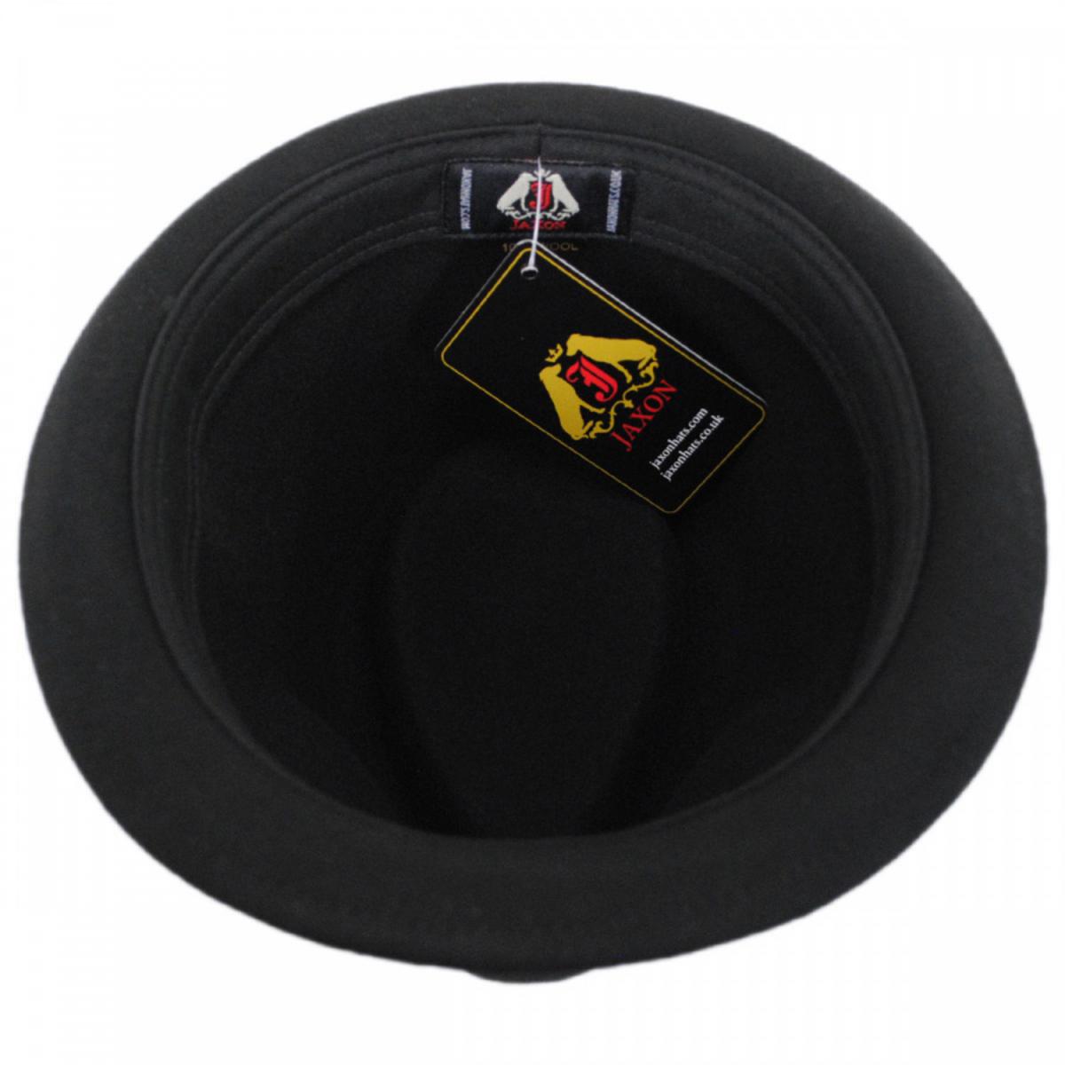 Jaxon Hats | Dekker Crushable Wool Felt Trilby Fedora Hat | 135005 | under | BLACK