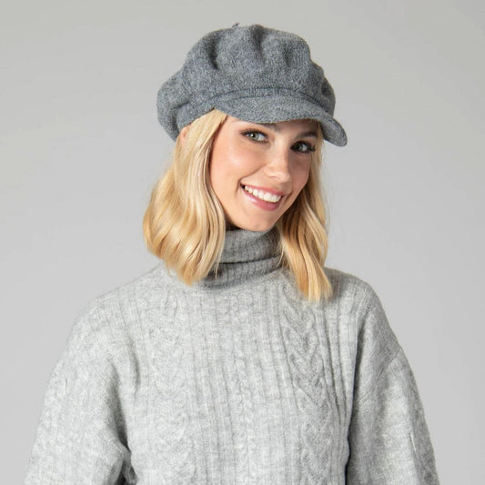 San Diego Hat Company | Early Fog Faux Angora Baker Boy Cap | 108938 | lsfone | CHARCOAL