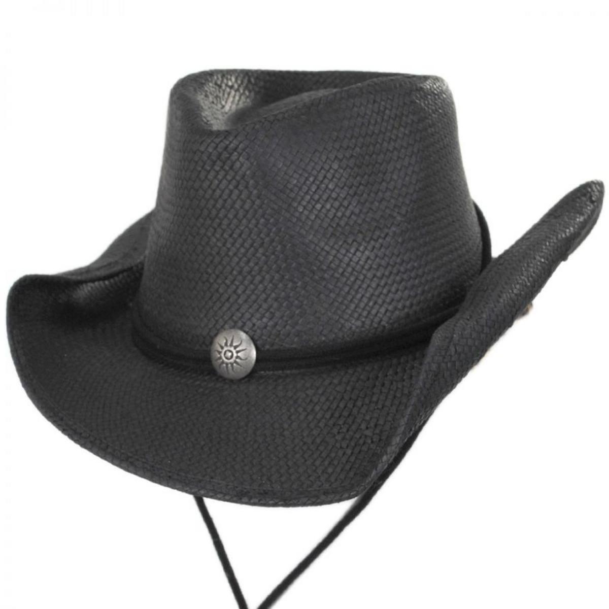 Dorfman Pacific | Chincord Toyo Straw Western Hat | 126150 | lead | BLACK