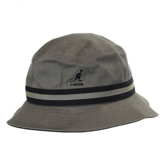 Kangol | Stripe Lahinch Cotton Bucket Hat | 185718 | front | GREY