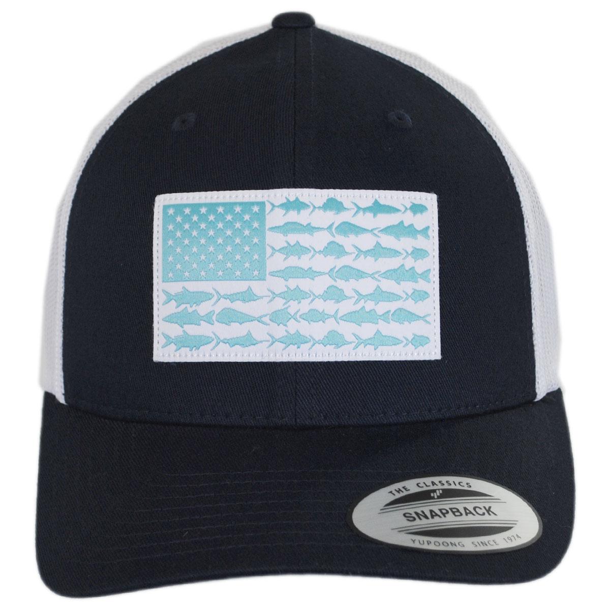 Columbia Sportswear | PFG Fish Flag Mesh Flexfit Fitted Baseball Cap | 400143 | front | COLLEGIATE NAVY