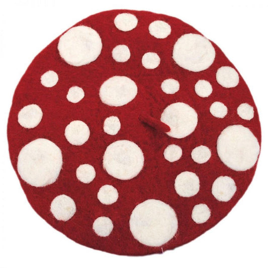 Elope | Heartfelted Mushroom Wool Beret | 190204 | front | RED/WHITE