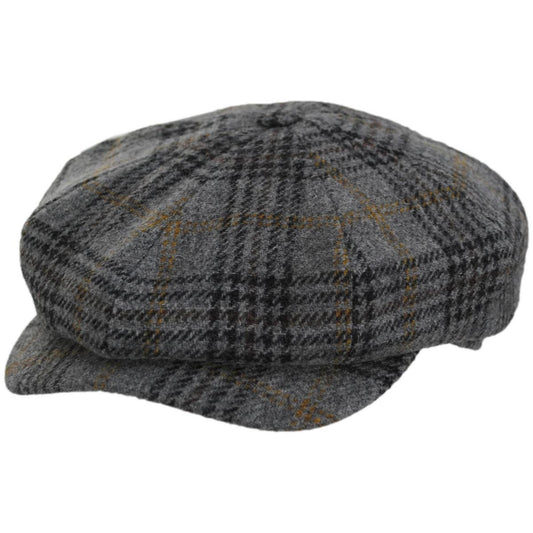 Wigens Caps | Sport Check Wool Newsboy Cap | 161976 | lead | GREY MELANGE