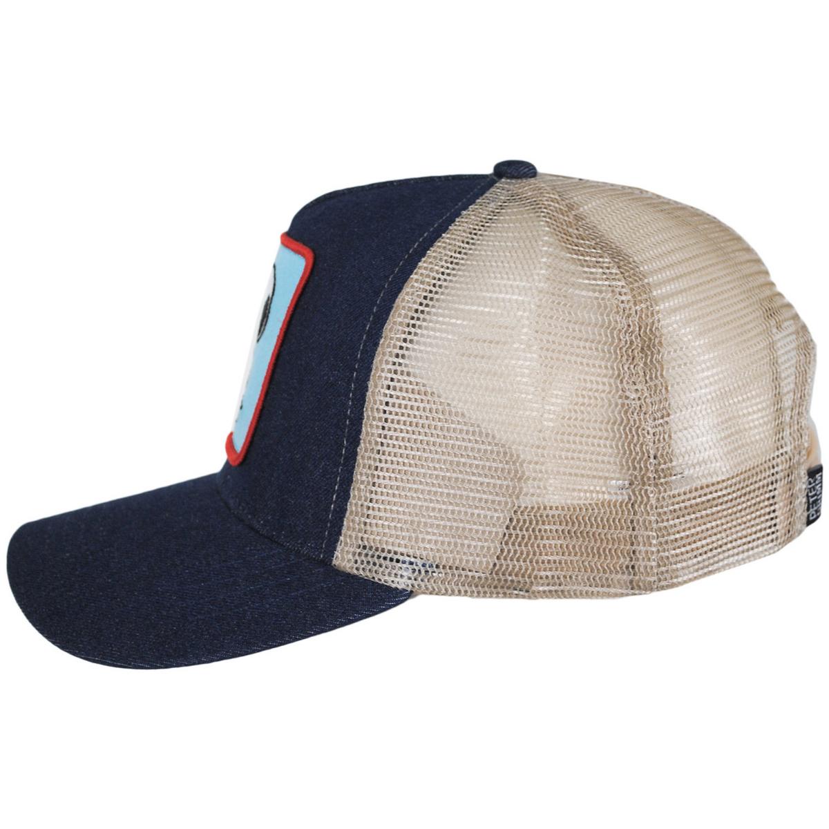 Peanuts | Denim Snoopy Mesh Trucker Snapback Baseball Cap | 201309 | profile | DENIM