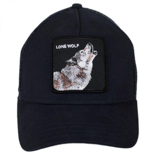 Goorin Bros | Lone Wolf Mesh Trucker Snapback Baseball Cap | 200379 | front | NAVY