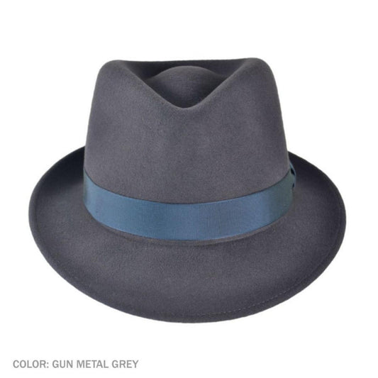 Bollman Hat Company | Heritage Collection 2000s Wool Felt Trilby Fedora Hat | 123297 | front | GUN METAL