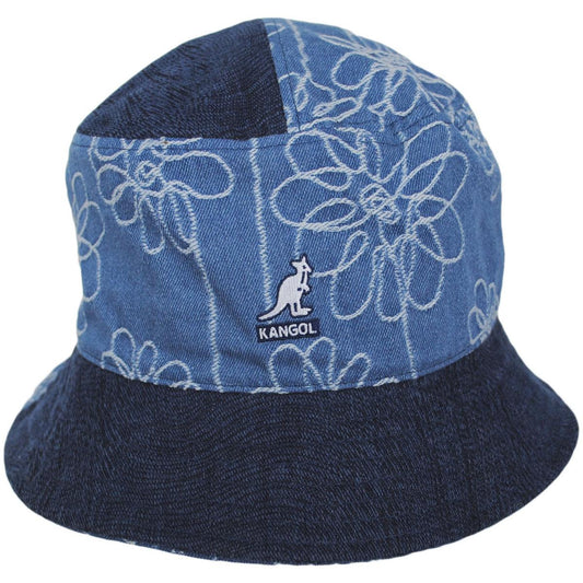 Kangol | Patchwork Mashup Denim Cotton Bucket Hat - Spring Collection | 185777SS | front | MEDIUM BLUE FLORAL