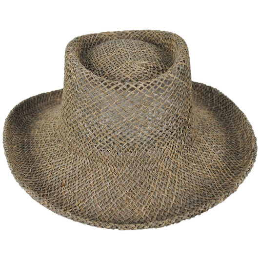 Dorfman Pacific | 19th Hole Twisted Seagrass Straw Gambler Hat | 126065 | front | NATURAL