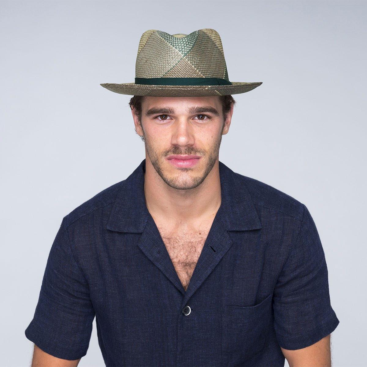 Bailey 1922 | Giger Panama Straw Fedora Hat | 127805 | lsmone | BLUE SURF PLAID