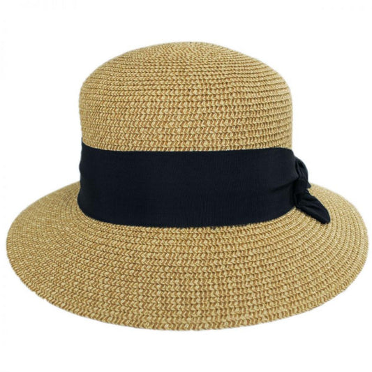 Physician Endorsed | Spectator Toyo Straw Blend Cloche Hat | 102776 | front | GOLD/BLACK