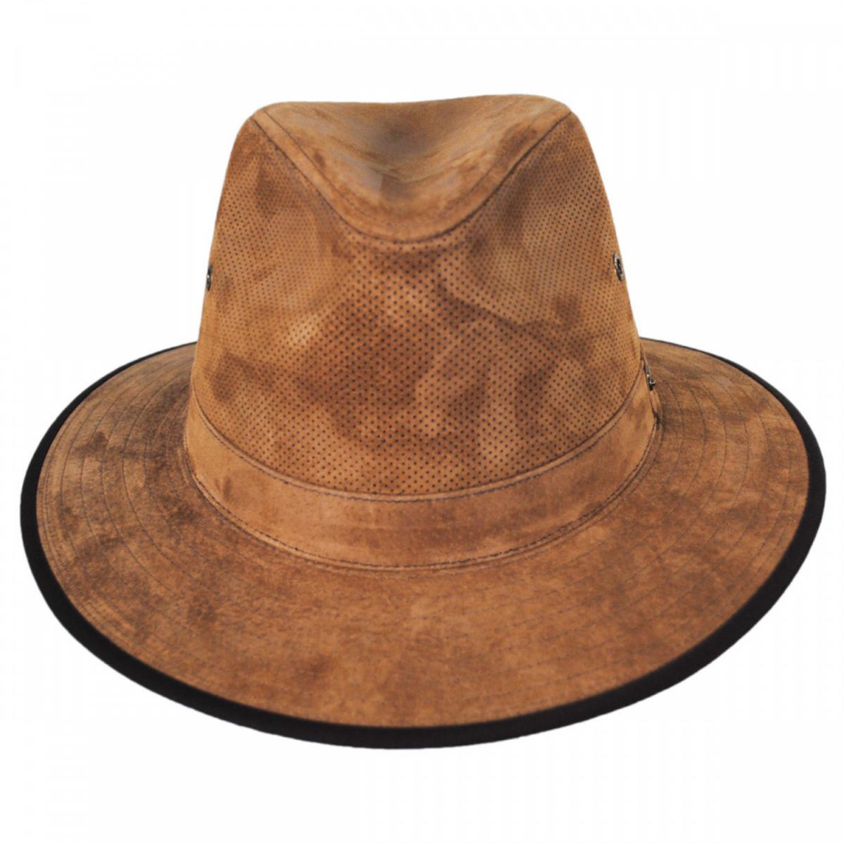 Stetson | Chelan Suede Leather Safari Fedora Hat | 140186 | front | TAN