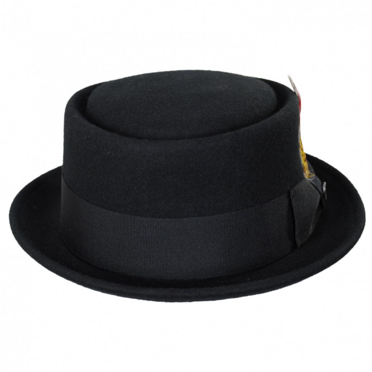 Jaxon Hats | Crushable Wool Felt Pork Pie Hat | 135007 | front | BLACK