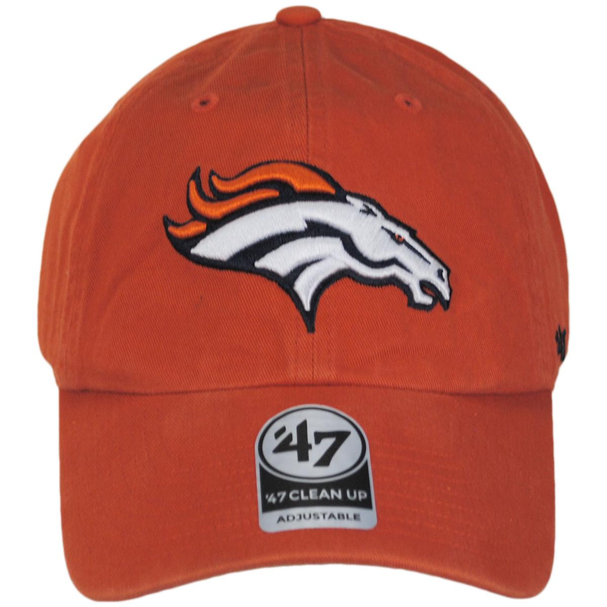 47 Brand | Denver Broncos NFL Clean Up Strapback Baseball Cap Dad Hat | 203600 | front | ORANGE