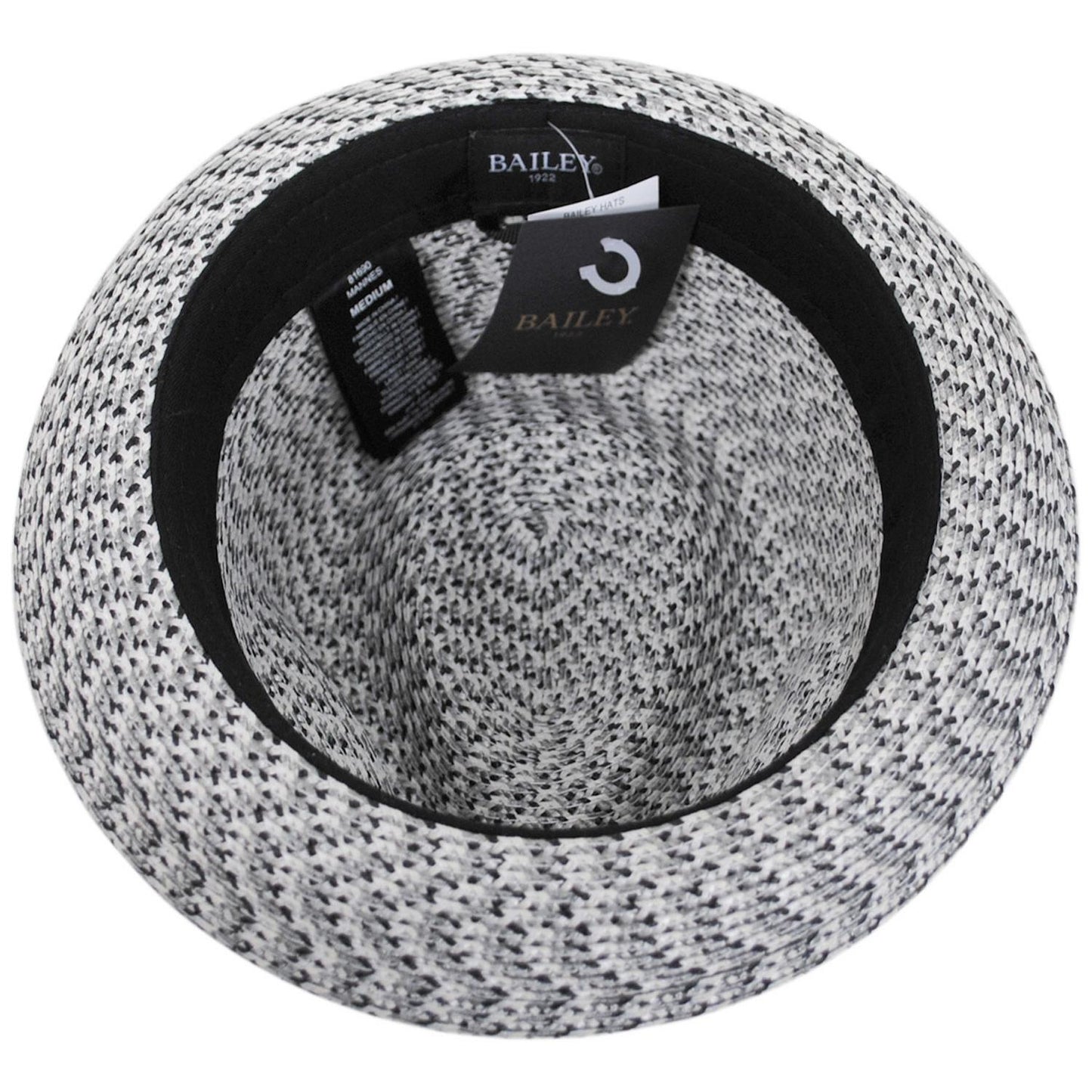 Bailey 1922 | Mannes Poly Braid Fedora Hat - Light Grey Multi | 127844LGM | under | LIGHT GREY MULTI