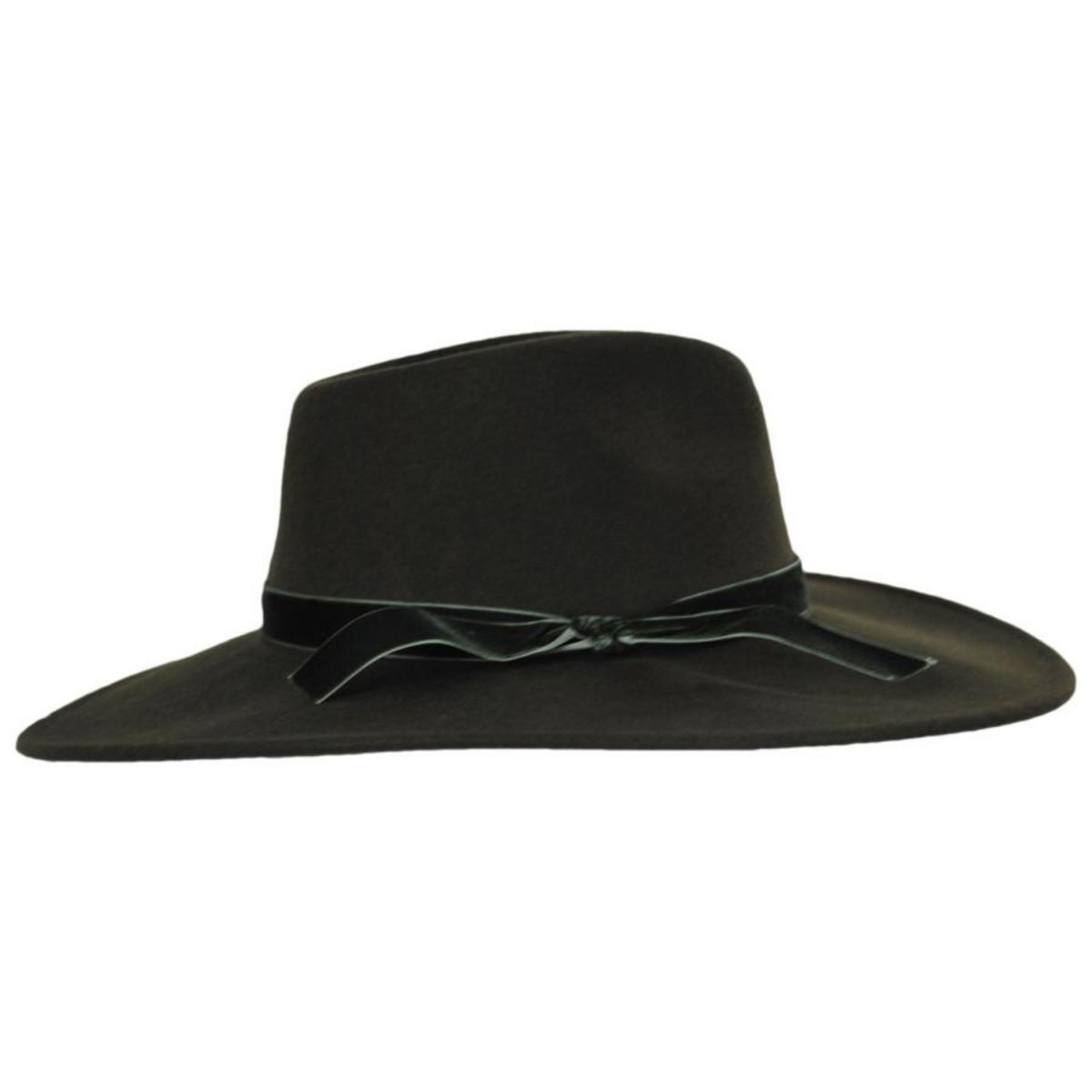 Scala | Calista Wide Brim Wool Felt Fedora Hat | 123420 | profile | FOREST