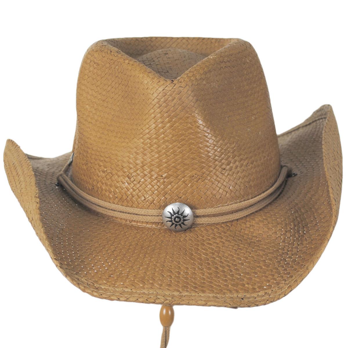 Dorfman Pacific | Chincord Toyo Straw Western Hat | 126150 | front | TOBACCO