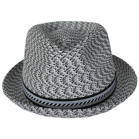 Bailey 1922 | Mannes Poly Braid Fedora Hat - Light Grey Multi | 127844LGM | front | LIGHT GREY MULTI