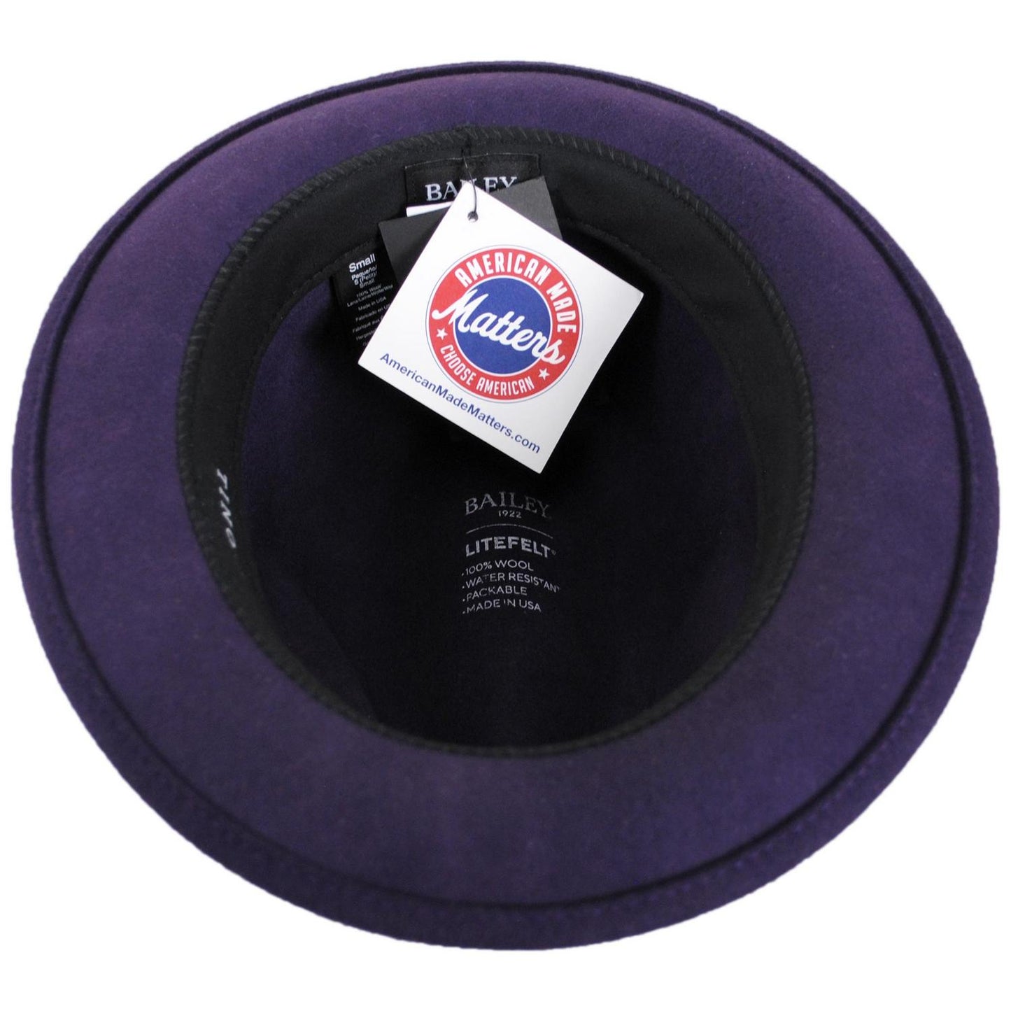 Bailey 1922 | Tino Wool LiteFelt Trilby Fedora Hat | 130008 | under | DEEP PLUM