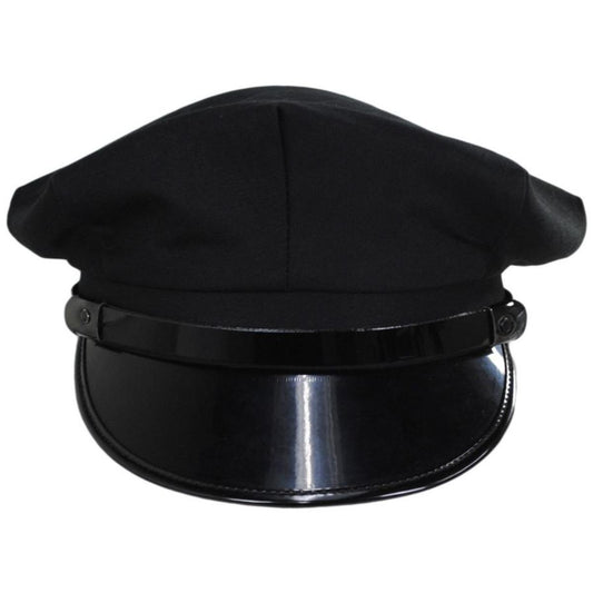 Village Hat Shop | Cotton Chauffeur Cap | 190860 | front | BLACK