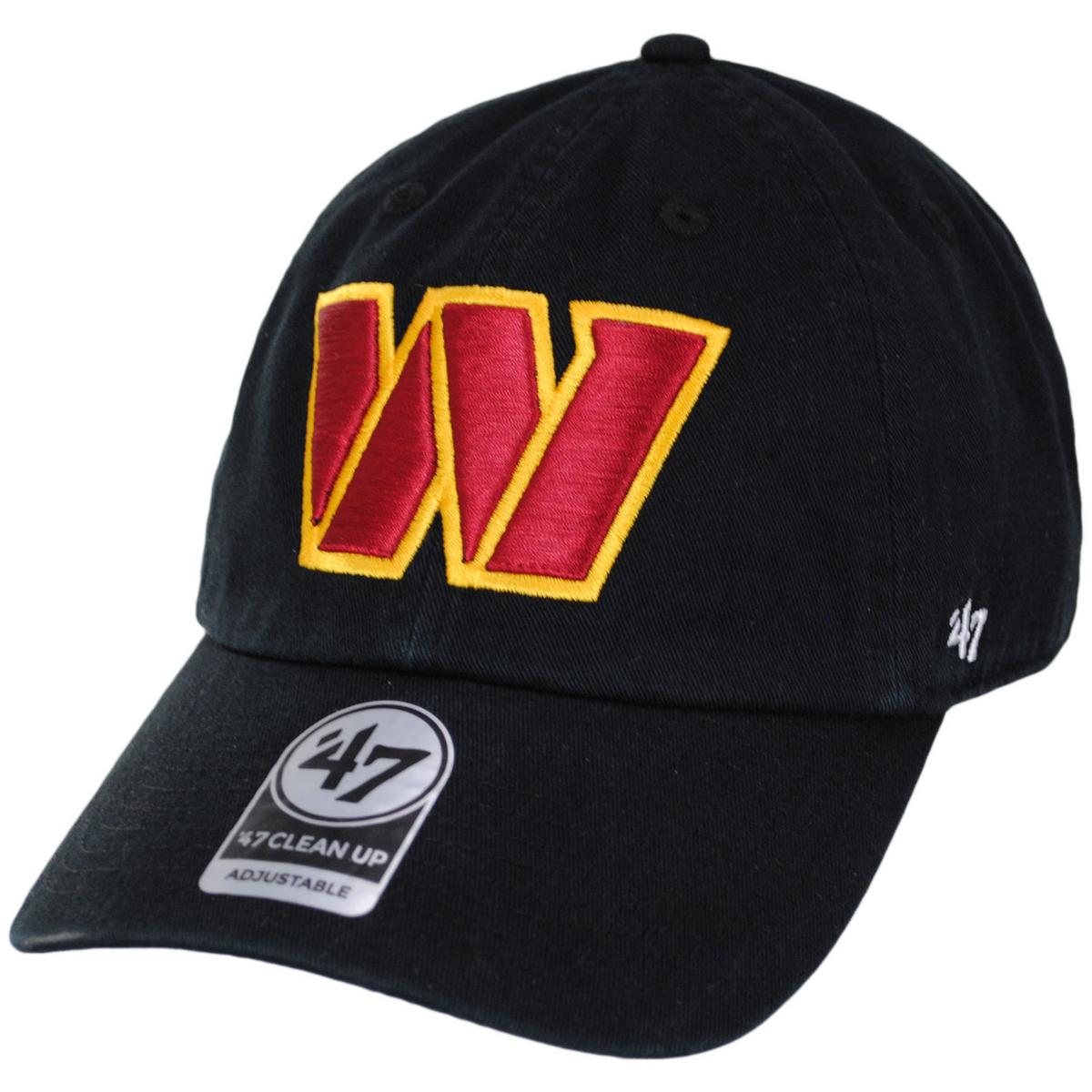 47 Brand | Washington Commanders NFL Clean Up Strapback Baseball Cap Dad Hat | 203560 | lead | BLACK