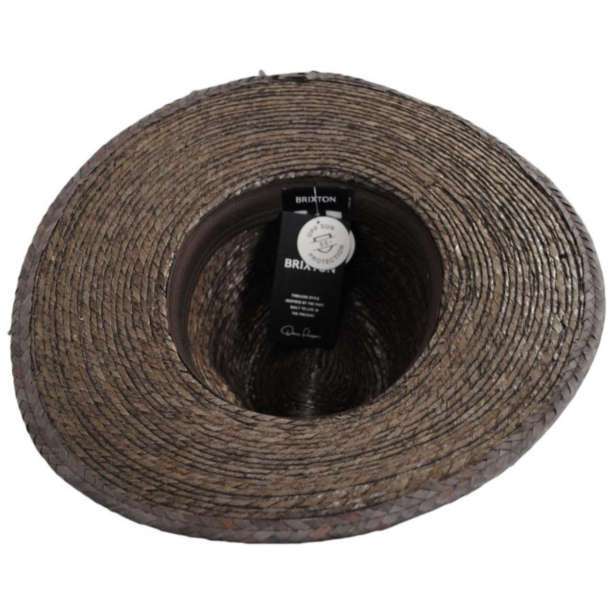 BRIXTON HATS | Field Proper Palm Straw Fedora Hat | 128337 | under | DARK EARTH/NATURAL