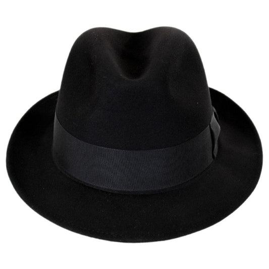 Stefeno Hats | Ultimo Beaver Fur Felt Fedora Hat | 136000 | front | BLACK