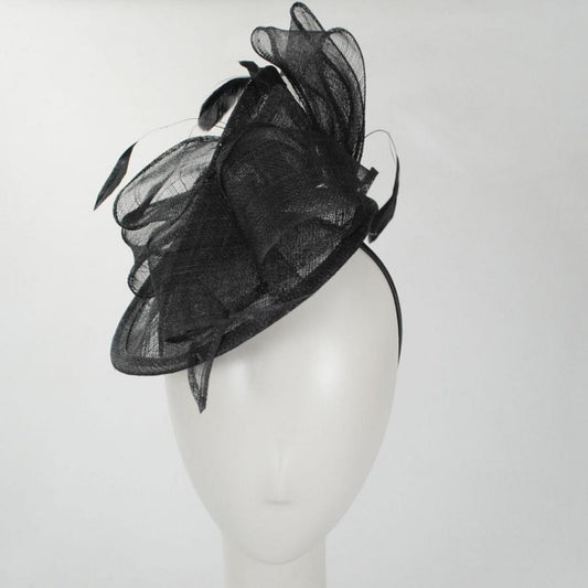 Jeanne Simmons | Isabelle Sinamay Straw Fascinator Hat | 120764 | front | BLACK