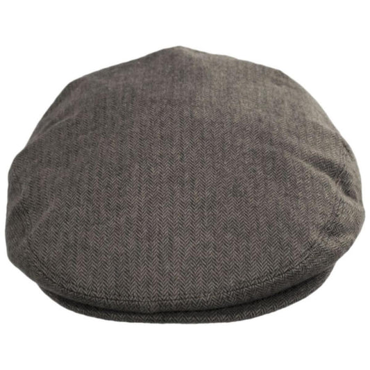 Baskerville Hat Company | Swansea Cotton Herringbone Ivy Cap | 167677 | front | BLACK/GREY