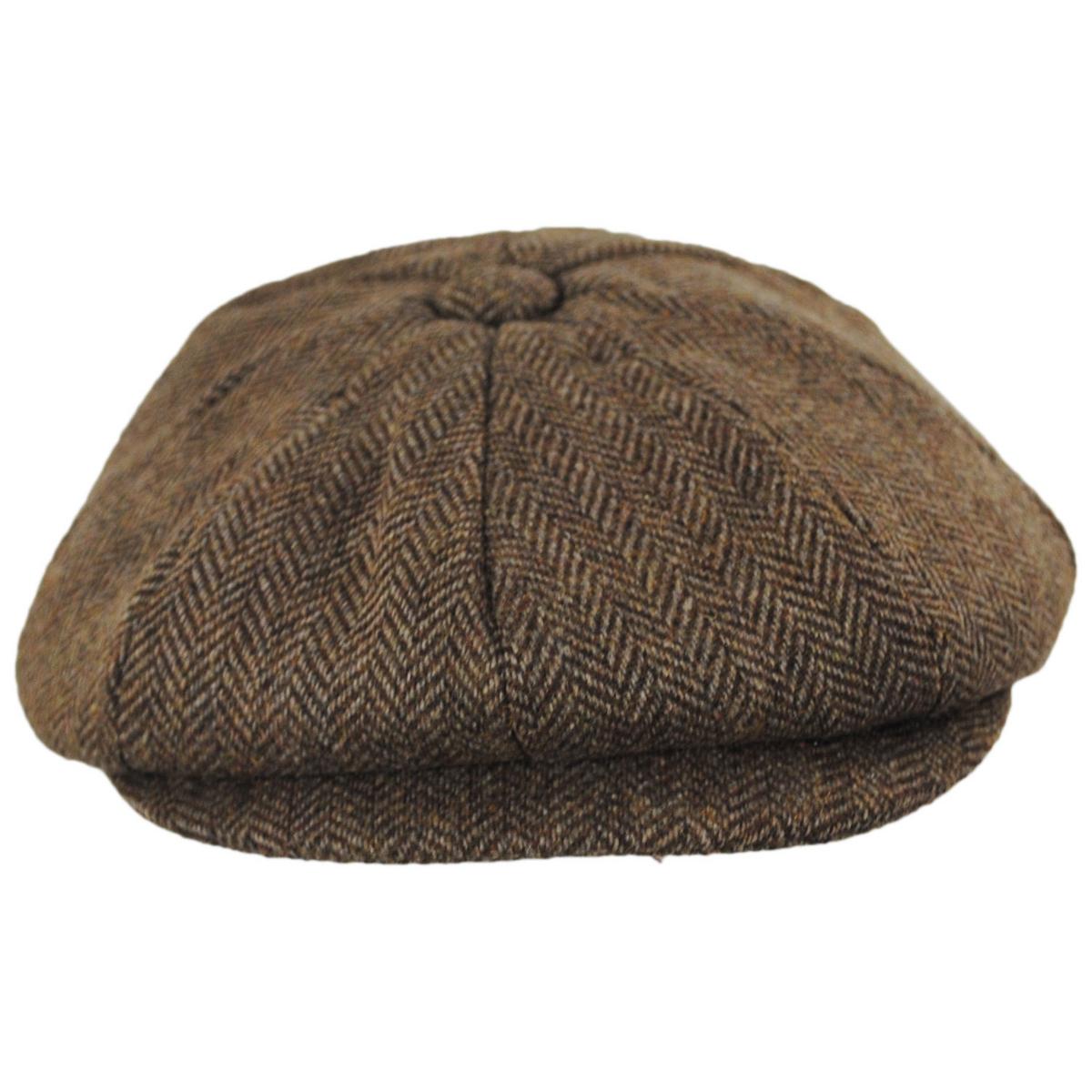 Jaxon Hats | Wholesale Bird Rock Herringbone Wool Blend Newsboy Cap B2B Pre-Pack | B2B167572 | front | MOCHA